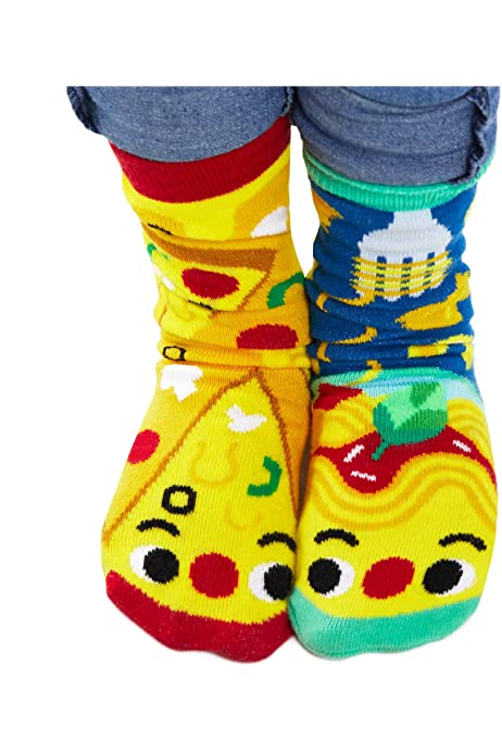 Pals Mismatched Kid’s Grip Socks - Pizza & Pasta - Jilly's Socks 'n Such