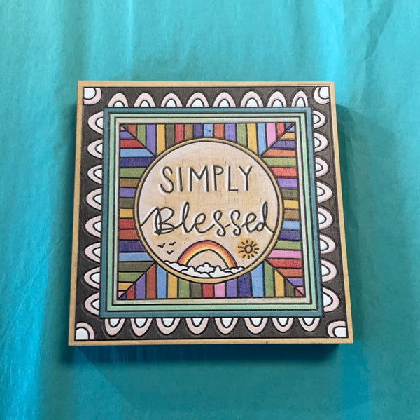 “Simply Blessed” Block Sign - Jilly's Socks 'n Such