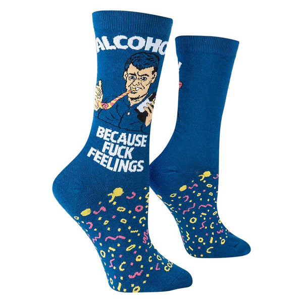 Women’s “Alcohol! Because Fuck Feelings” Socks - Jilly's Socks 'n Such