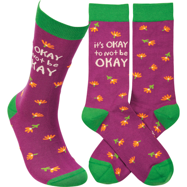 “It’s Okay” Inspirational Socks - One Size - Jilly's Socks 'n Such