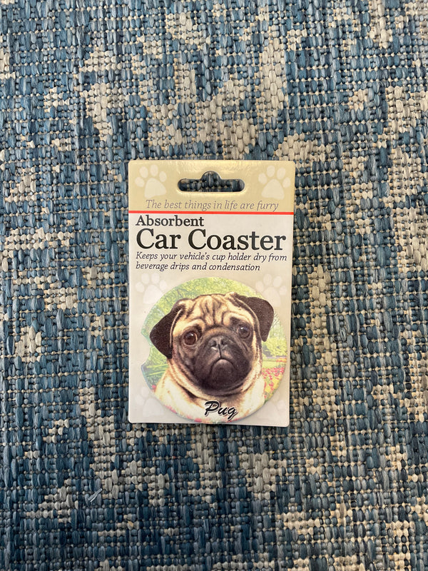 Dog Car Coasters - Pug - Jilly's Socks 'n Such
