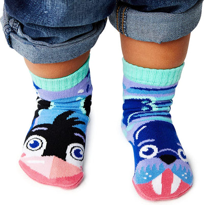 Pals Mismatched Kid’s Grip Socks- Penguin & Walrus