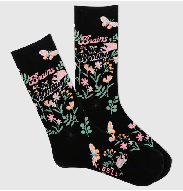 Women’s “Brains Are The New Beauty” socks - Jilly's Socks 'n Such