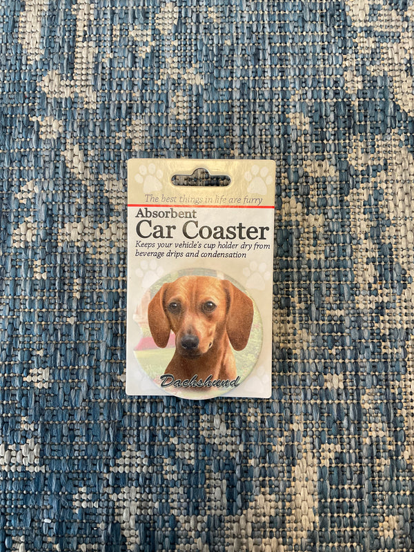 Dog Car Coasters - Red Dachshund - Jilly's Socks 'n Such