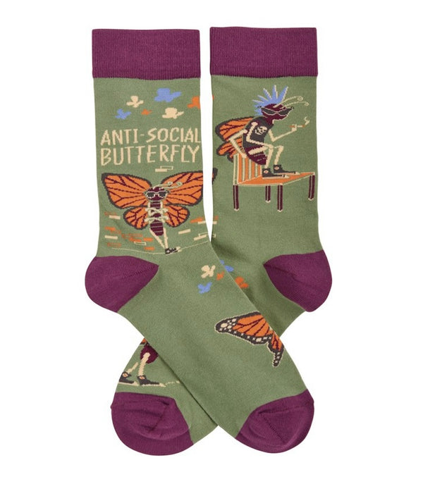 Anti-Social Butterfly Socks - One Size - Jilly's Socks 'n Such