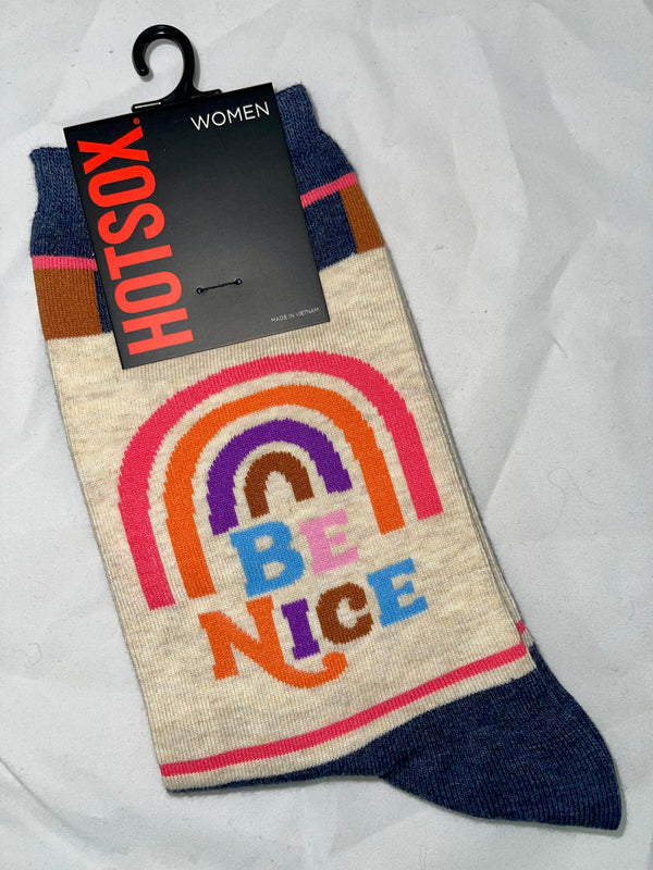 Women’s “Be Nice” Rainbow Socks - Jilly's Socks 'n Such