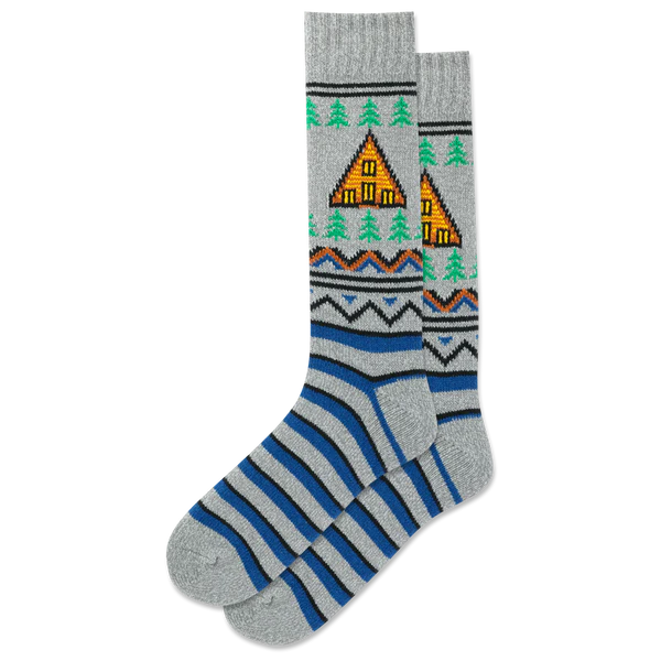 Men’s Cabin Fair Isle Fuzzy Boot Socks - Jilly's Socks 'n Such