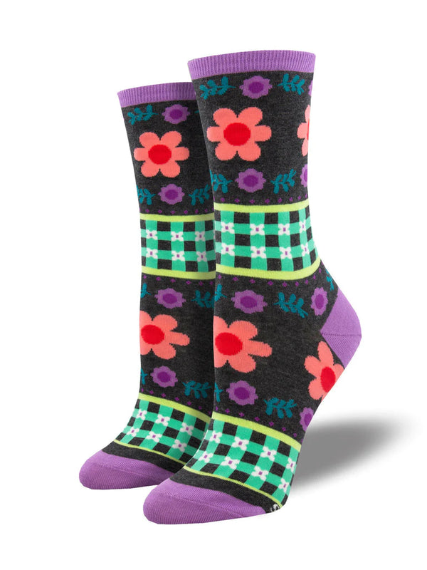 Women’s Floral Gingham Socks - Jilly's Socks 'n Such