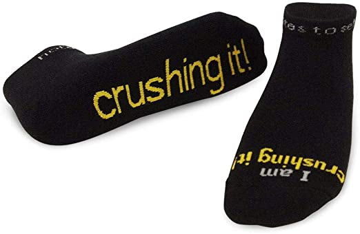 Notes to Self Socks “I am Crushing It” Black w/ Yellow - Large - Jilly's Socks 'n Such