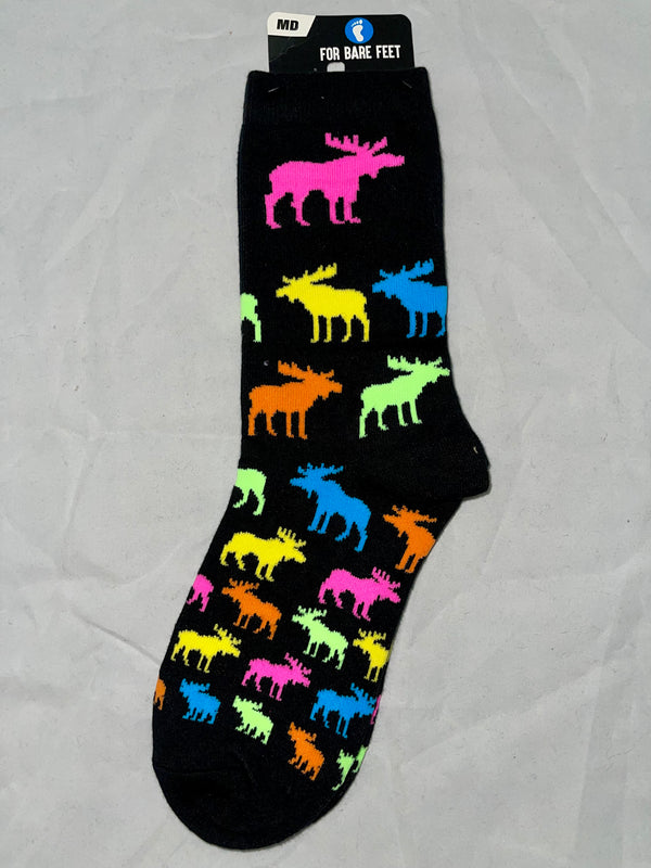 Neon Moose Socks - Jilly's Socks 'n Such