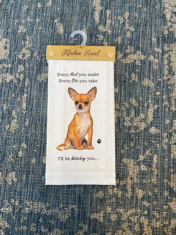 “Every Meal. Every Bite. I’ll Be Watching” Chihuahua Kitchen Towel - Jilly's Socks 'n Such