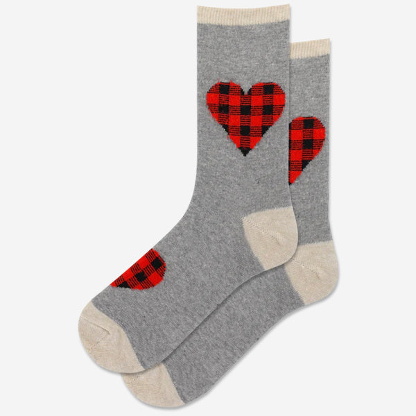 Women’s Red/Black Plaid Heart Socks - Jilly's Socks 'n Such