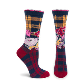 Women’s “Trews Plaid” Socks - Navy