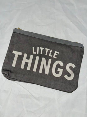 “Little Things” Grey Canvas Pouch