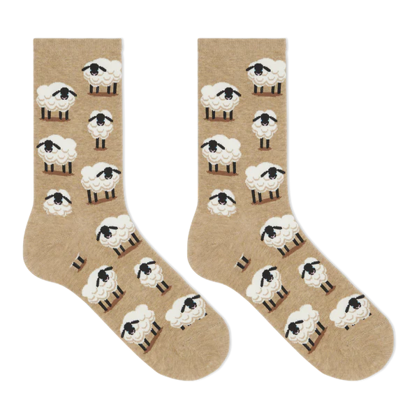 Women’s Sheep Socks - Tan - Jilly's Socks 'n Such