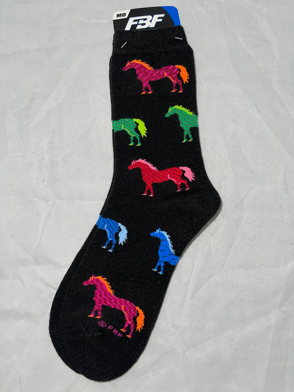 Retro Neon Horses Socks - Jilly's Socks 'n Such