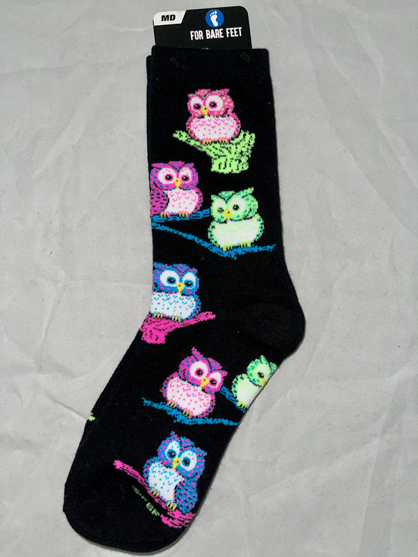 Neon Owls Socks - Jilly's Socks 'n Such