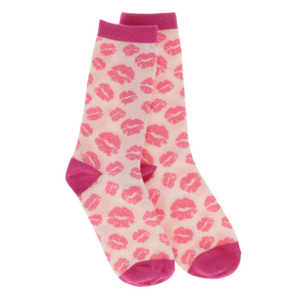 Women’s Pink Kisses Socks - Jilly's Socks 'n Such