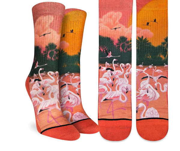 Women’s Flamingos in the sunset - Jilly's Socks 'n Such