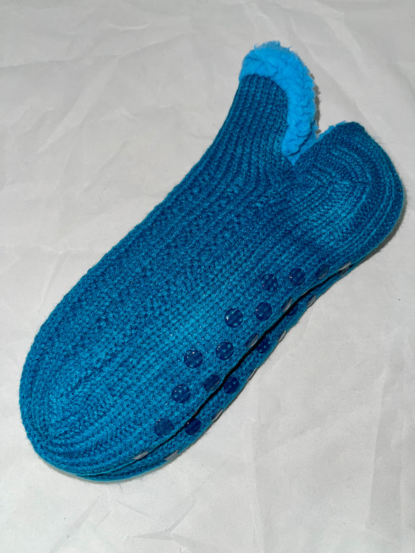 Women’s Ankle Sherpa Socks w/ Grippers - Blue - Jilly's Socks 'n Such