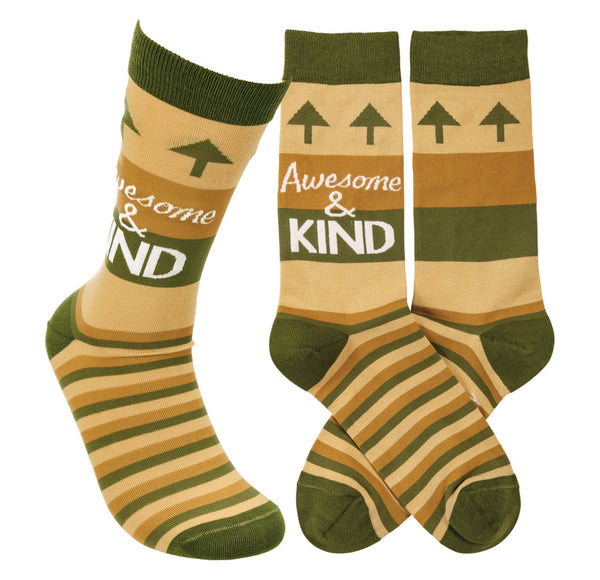 “Awesome & Kind” Socks - One Size - Jilly's Socks 'n Such