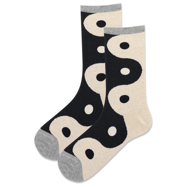 Women’s Yin Yang Socks - Black/Cream - Jilly's Socks 'n Such