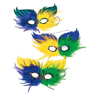 Mardi Gras Two-Tone Feather Half Masks
