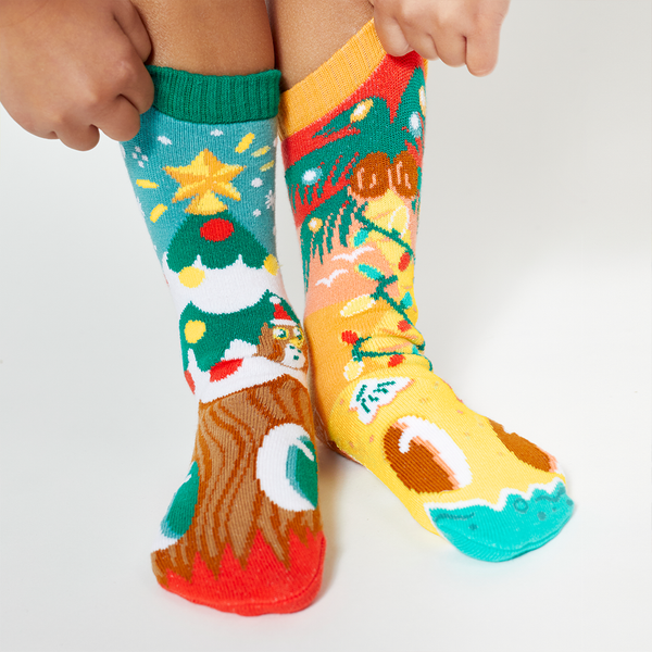 Pals Mismatched Kid’s Grip Socks - Piney & Coco - Jilly's Socks 'n Such