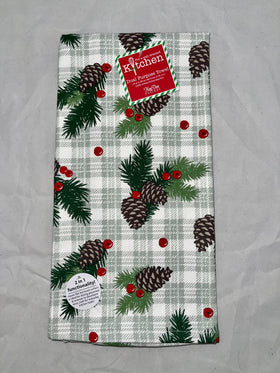 Plaid Pinecones Holiday Towel