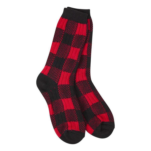 Women's World's Softest Socks - Red Black Check - Jilly's Socks 'n Such