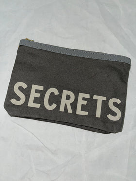 “Secrets” Grey Canvas Pouch