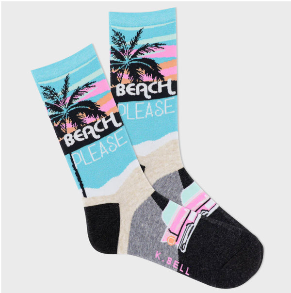 Women’s “Beach Please” socks by K. Bell - Jilly's Socks 'n Such