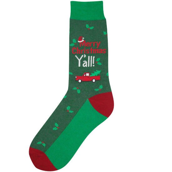Men’s “Merry Christmas Y’all” Socks - Jilly's Socks 'n Such