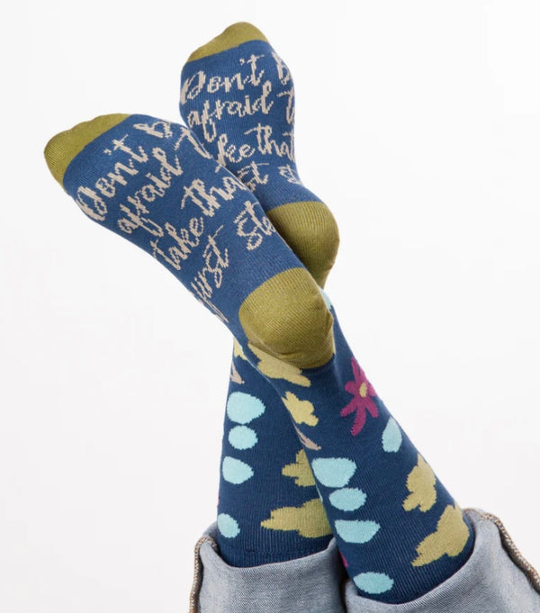 Women’s World’s Softest Socks - Navy “Don’t be afraid to take the first step” - Jilly's Socks 'n Such