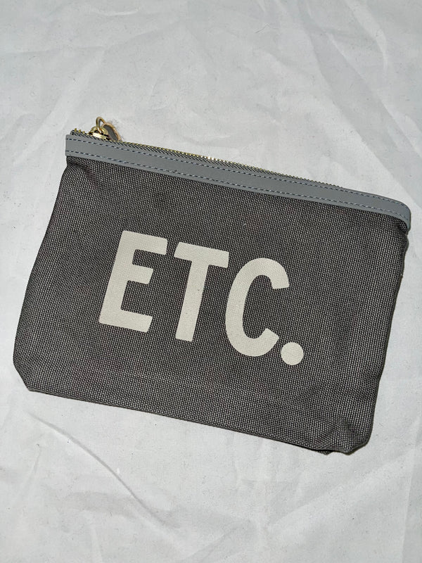 “Etc.” Grey Canvas Pouch - Jilly's Socks 'n Such