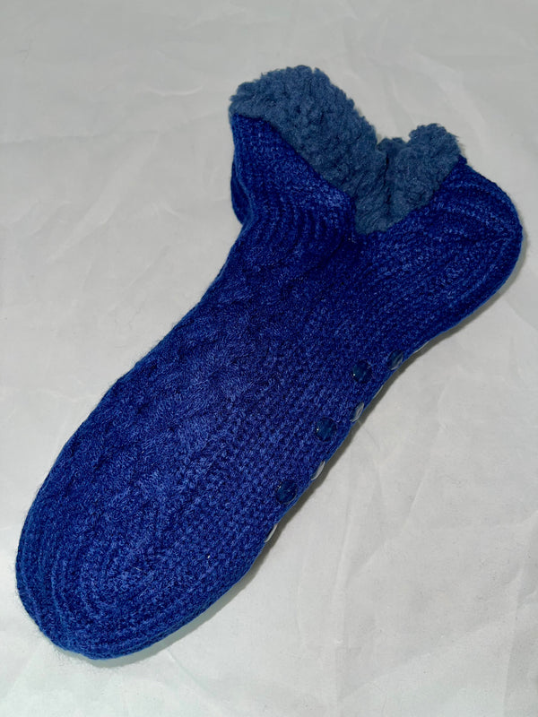 Women’s Ankle Sherpa Socks w/ Grippers - Navy - Jilly's Socks 'n Such