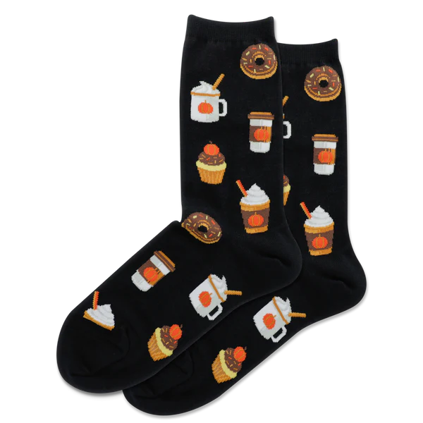 Women’s Pumpkin Spice Everything Socks - Black - Jilly's Socks 'n Such