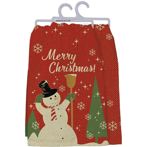 “Merry Christmas” Snowman Kitchen Towel - Jilly's Socks 'n Such
