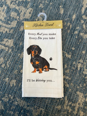“Every Meal. Every Bite. I’ll Be Watching” Dachshund Kitchen Towel