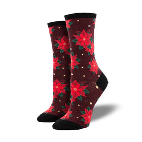 Women’s Crimson Poinsettia Socks