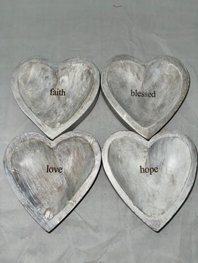 Wooden Heart Trinket Trays
