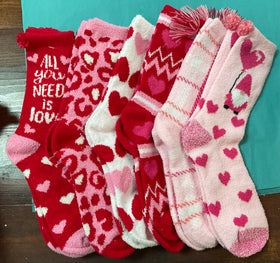 Fuzzy valentine socks
