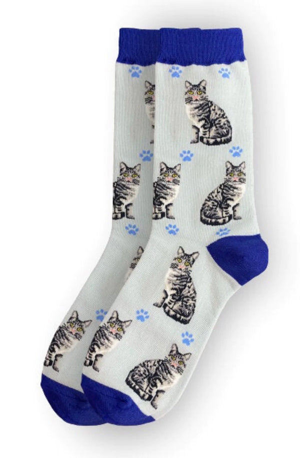 Happy Tails Silver Tabby Socks - Jilly's Socks 'n Such