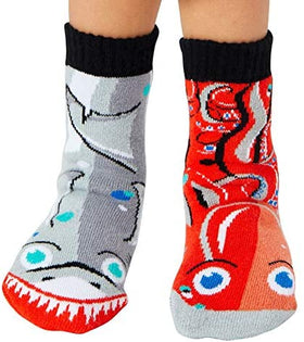 Pals Mismatched Kid’s Grip Socks - Shark & Octopus