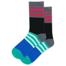 Women’s Fuzzy Striped Boot Socks - Warm Tones