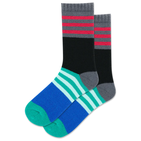Women’s Fuzzy Striped Boot Socks - Warm Tones - Jilly's Socks 'n Such