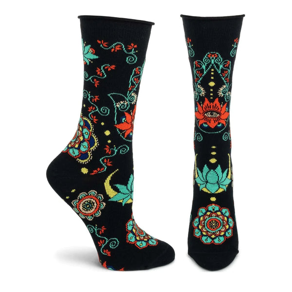 Women’s “Buddhist Blessing” Socks - Black - Jilly's Socks 'n Such