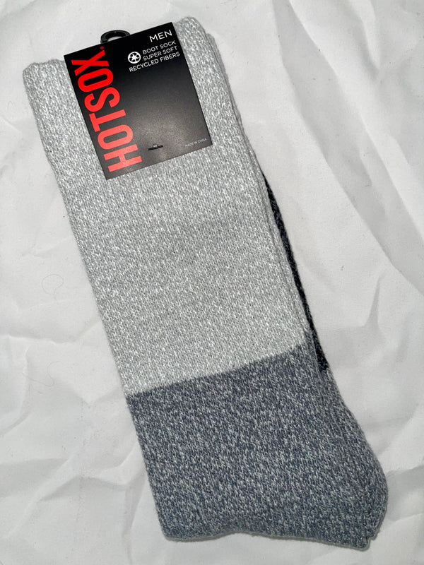 Men’s Grey Color Block Fuzzy Boot Socks - Jilly's Socks 'n Such
