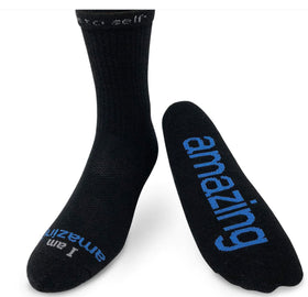 Notes to Self Socks “I am amazing “ Black Wool Crew Socks