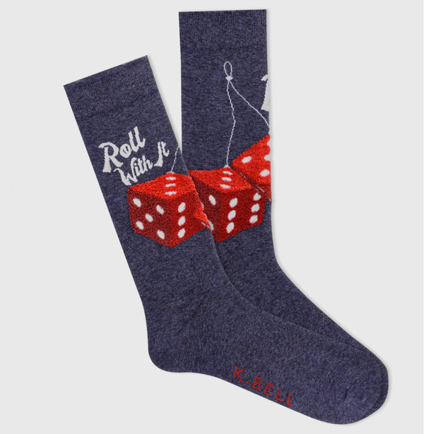 Men’s - “Roll with It” fuzzy dice Socks - Jilly's Socks 'n Such